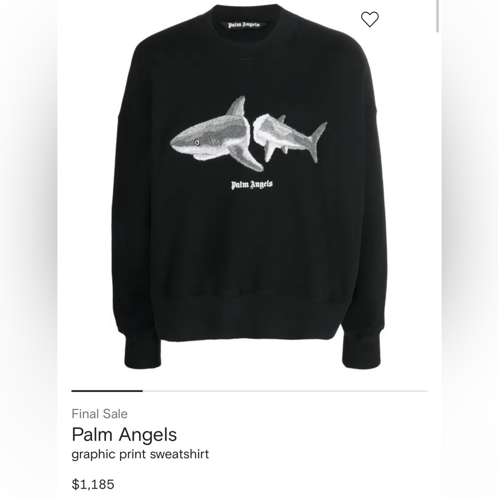 Palm Angels Gray Shark Graphic Sweatshirt
